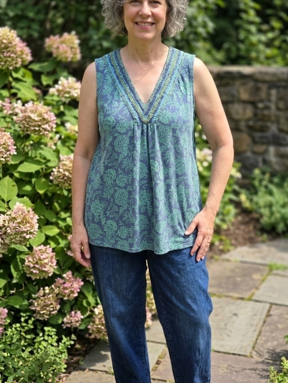 Pure Jill Women’s Floral Embroidered V-Neck Tunic - Size XL